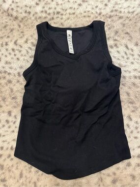 90 Degree By Reflex Black Ribbed Scoop Neck Tank Top